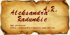 Aleksandra Radunkić vizit kartica